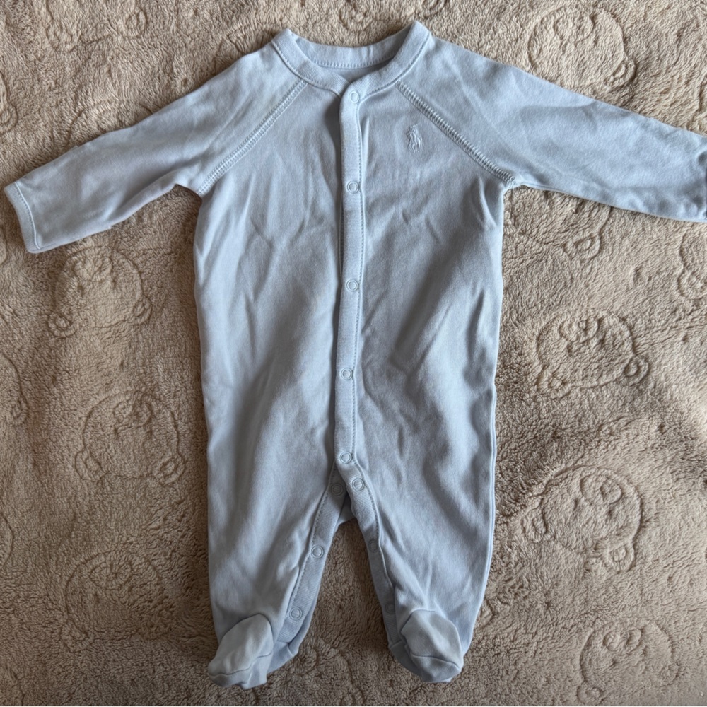 Ralph Lauren Light Blue Baby Footie One-Piece